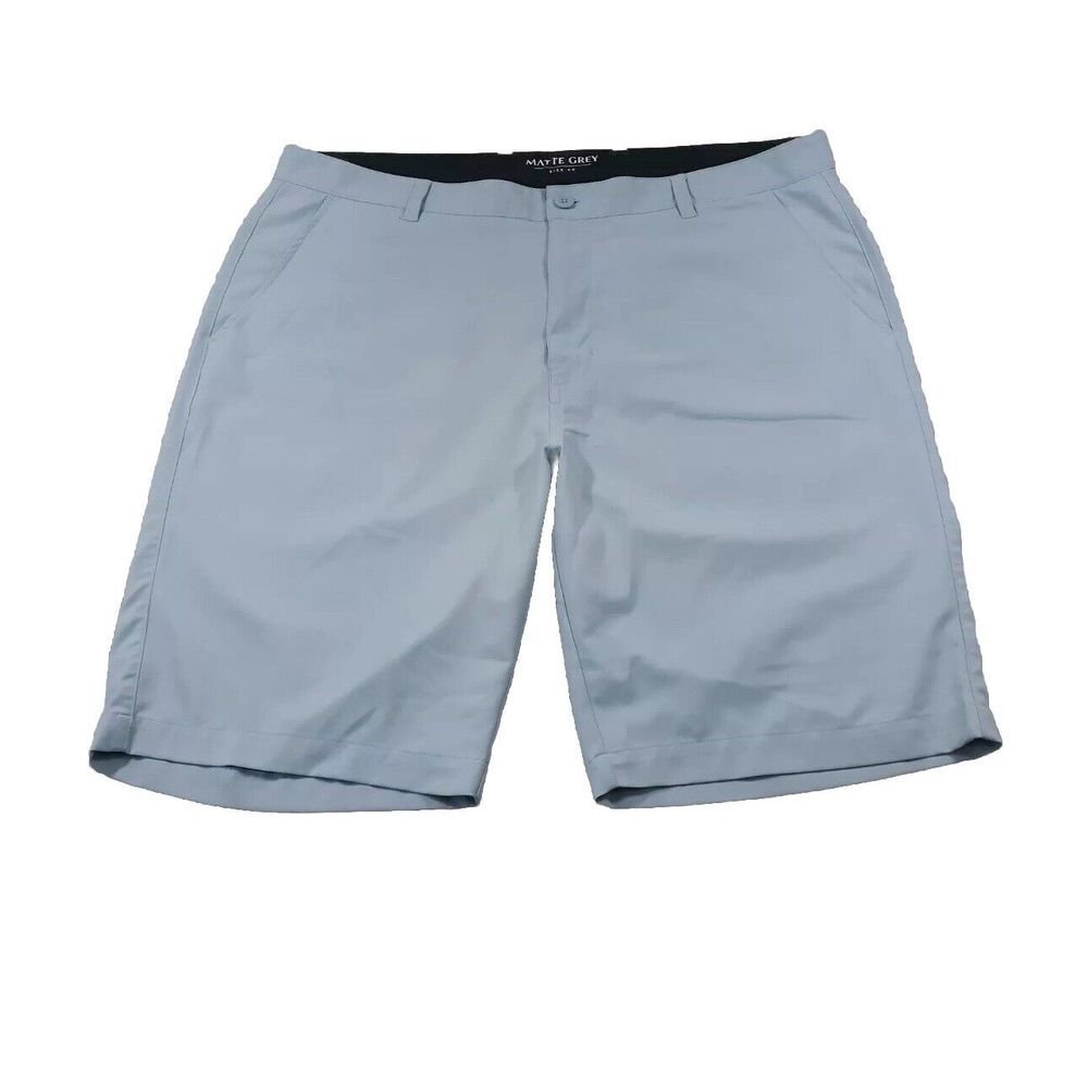 Matte Grey Performance Golf Chino Shorts Mens Size 38 Baby Blue Pockets‎